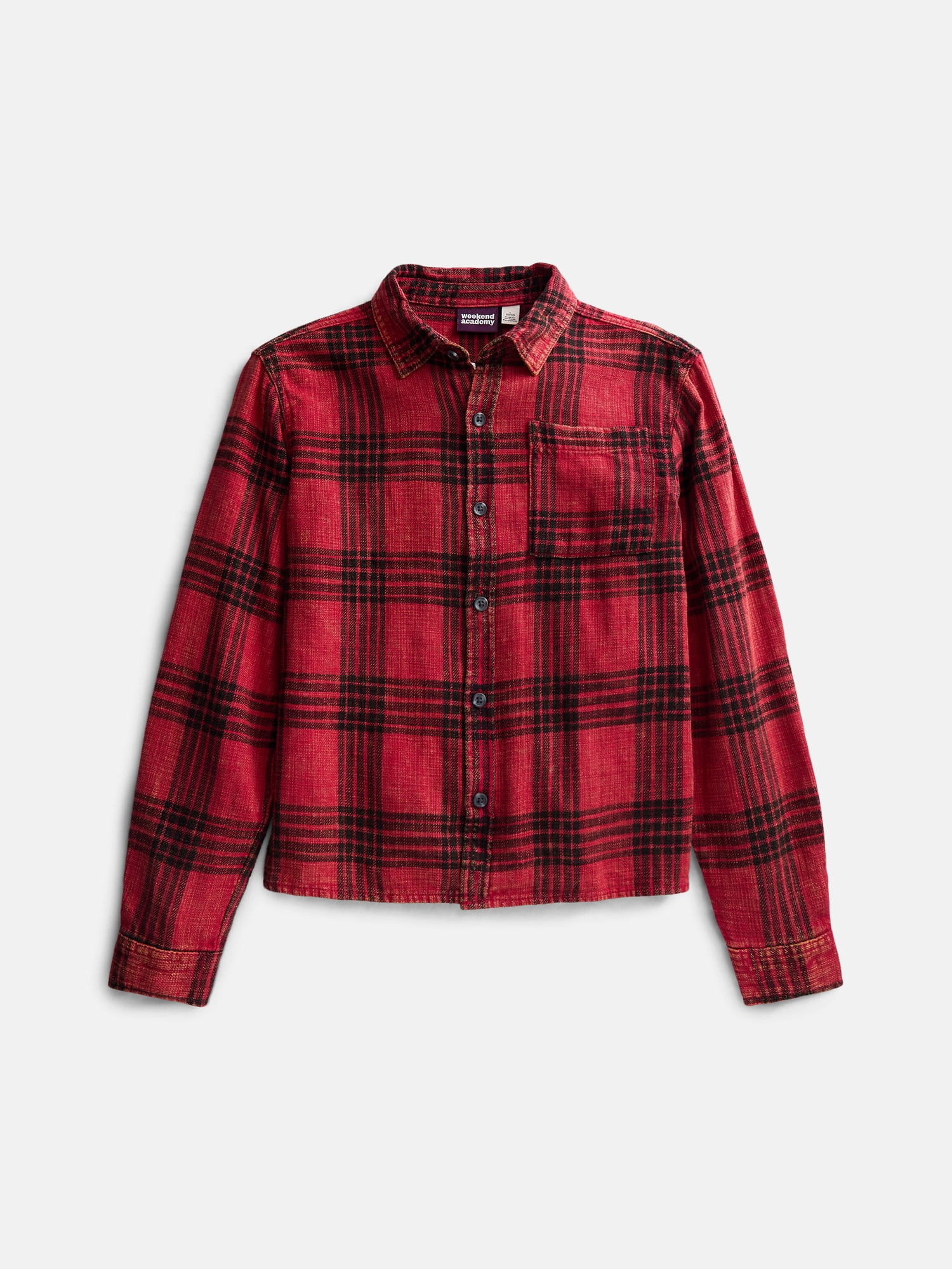 Weekend Academy Boys Garment Washed Flannel Shirt, Sizes XS-XXL