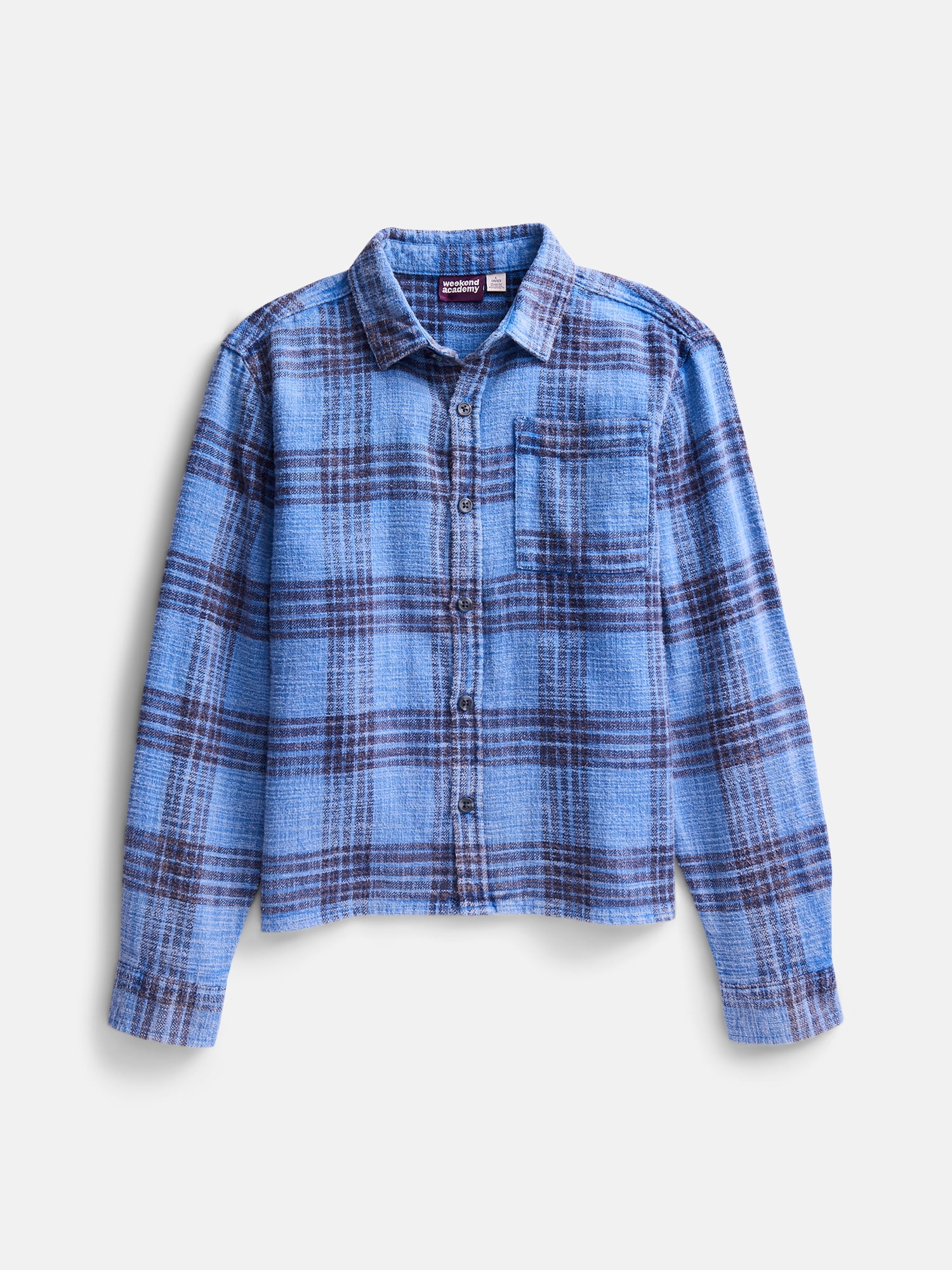 Weekend Academy Boys Garment Washed Flannel Shirt, Sizes XS-XXL