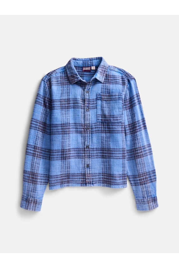 Boys Garment Washed Flannel Shirt, Sizes XS-XXL