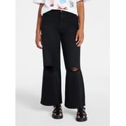 Girls Cotton Wide Leg Destructive Denim Jeans, Sizes 5-18