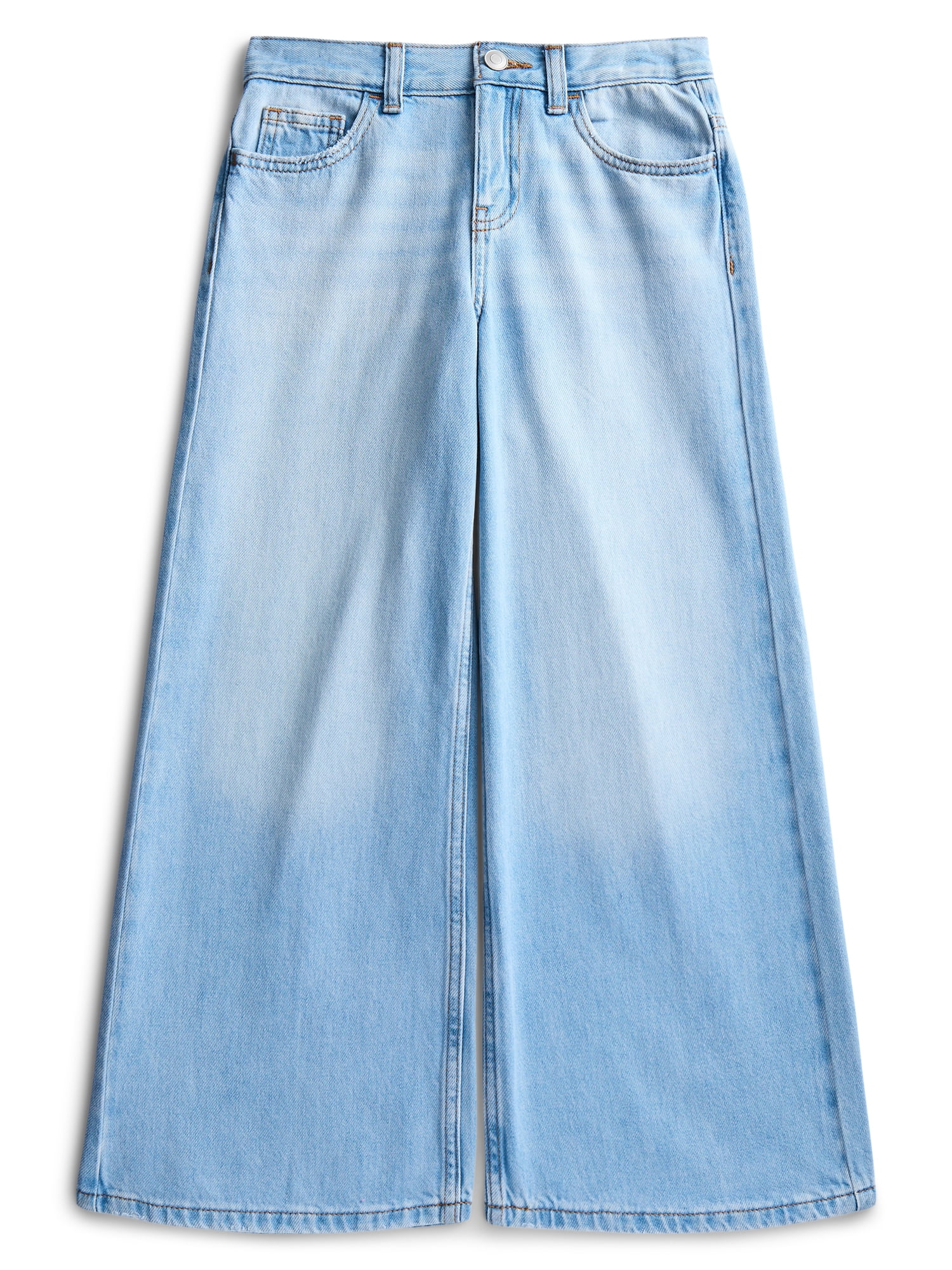 Weekend Academy Girls Cotton Wide Leg Destructive Denim Jeans, Sizes 5-18