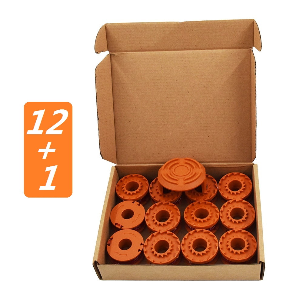 Worx WA0004 12Pcs String Trimmer Spools Line + Cap, Replacement for