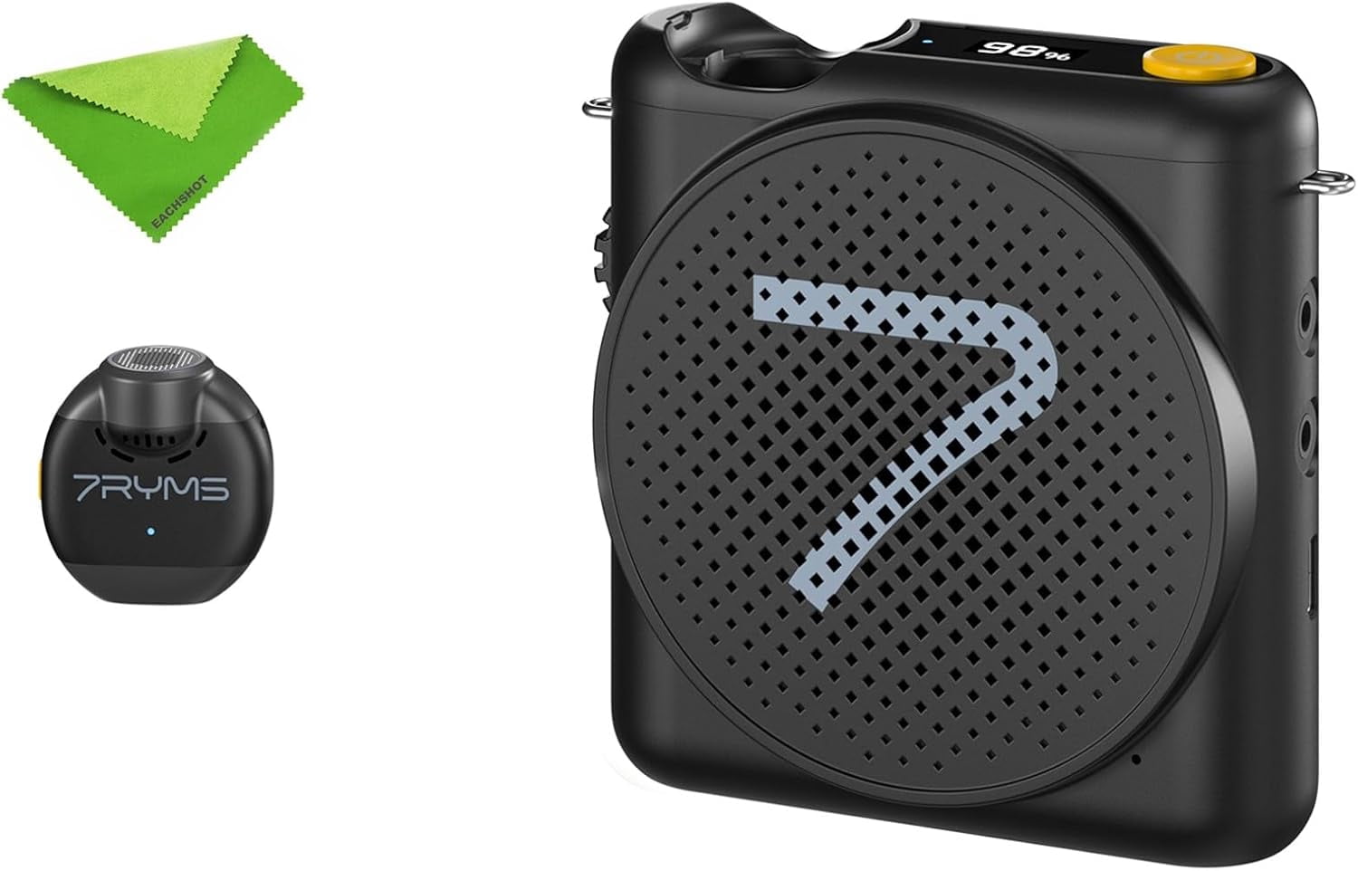 WA2 Voice Amplifier for Teachers with Wireless Lavalier Microphone,Portable Speaker for Classroom,Speech,Training Outdoor,Mini Speaker Clip-On Mic- Noise Canceling,164ft Range,23H Working-Black