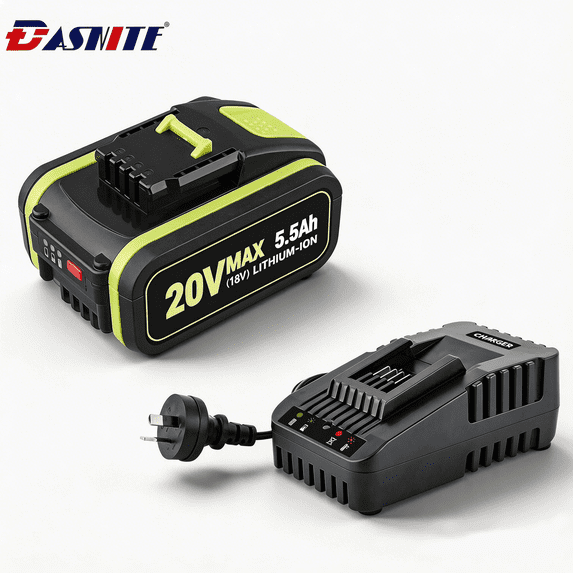 WA3551 5.5Ah 20V Battery +WA3880 Charger Combo Replace for Worx 20V WA3014 WA3553 WA3556 WA3570 WA3572 WA3641 Li-on Battery,Compatible with 20V Wox WX390 WX176 WX178 Cordless Power Tools