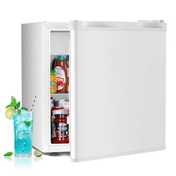 WAA 1.6 cu.ft Small Upright Mini Fridge with Freezer - Removable Shelves,7-Level Adjustable Thermostat,Low Noise,Suitable for Bedroom/Apartment/Office(White)