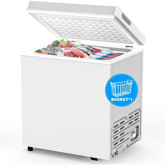 WAA 1.8 cu.ft Chest Freezer Top-Open Compact Deep Freezer (White) for Home/RV/Kitchen/Office