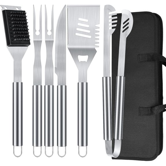 WAA 16-Inch Heavy Duty BBQ Grill Tools Set 6 PCS All-in-One Barbecue Utensils Kit for Camping,Kitchen & Outdoor Cooking,Ideal Gift for Men,Fathers & Friends