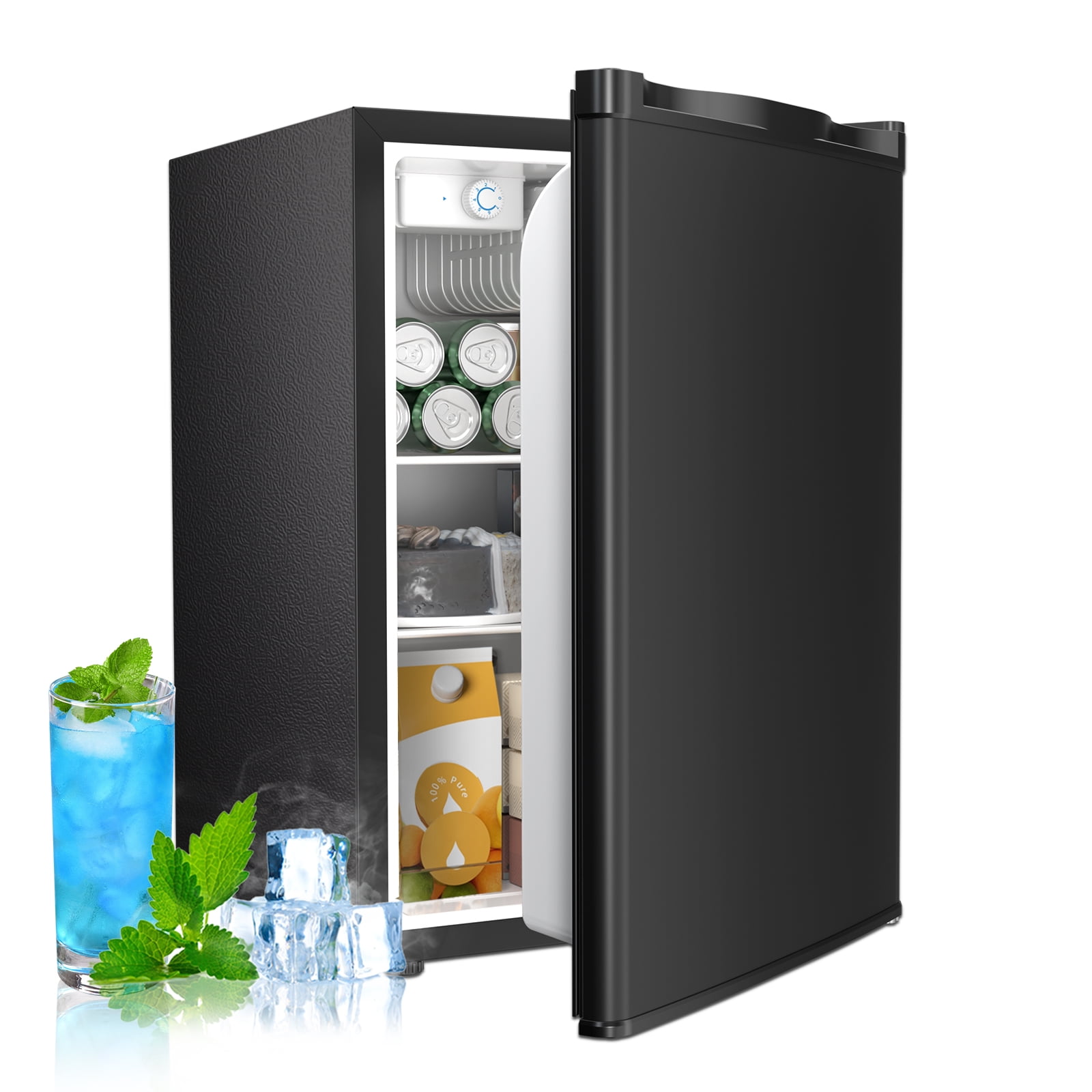WAA 2.6 Cu.Ft Mini Fridge with Freezer, Single Door Compact Refrigerator BLACK