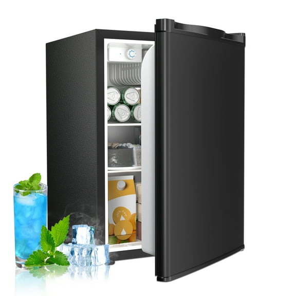 WAA 2.6 Cu.Ft Mini Fridge with Freezer, Single Door Compact Refrigerator BLACK