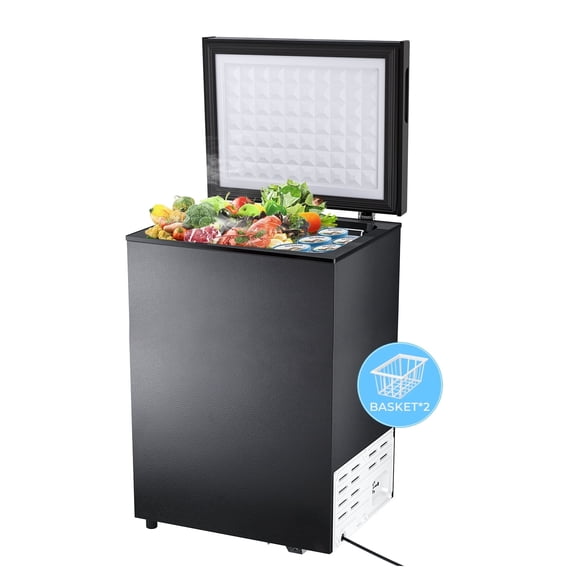 WAA 2.8 Cubic Feet Chest Freezer with Top Open Door, Compact for Home/Office/Bar (Black)