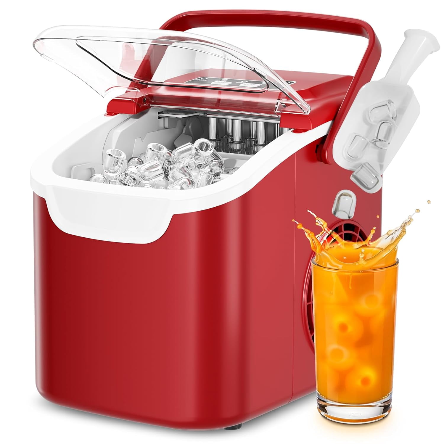 WAA 26.5 lbs/Day Countertop Ice Maker,9 Pcs in 6 Mins Portable Compact Ice Machine,Self-Cleaning Electric Ice Maker with Handle for Kitchen,Office,Home Bar,Party & RV