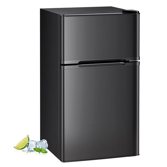 WAA 3.1 Cu.Ft Mini Fridge with Freezer,2 Door Compact Refrigerator,Mini Fridge with Adjustable Removable Glass Shelves for Bedroom,Office,Dorm or Apartment,Black