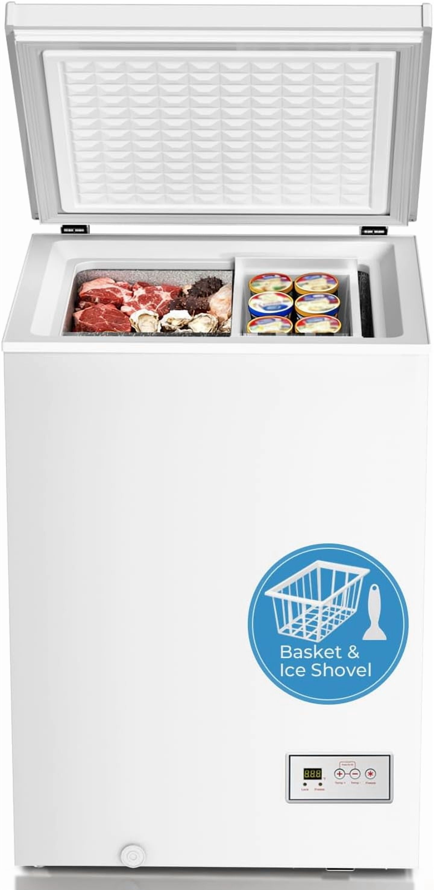 WAA 3.2 Cu.Ft Chest Freezer -14℉ to -40℉ Ultra Low Temperature,Removable Basket,Top Open Door Deep Freezer for Home Basement Kitchen