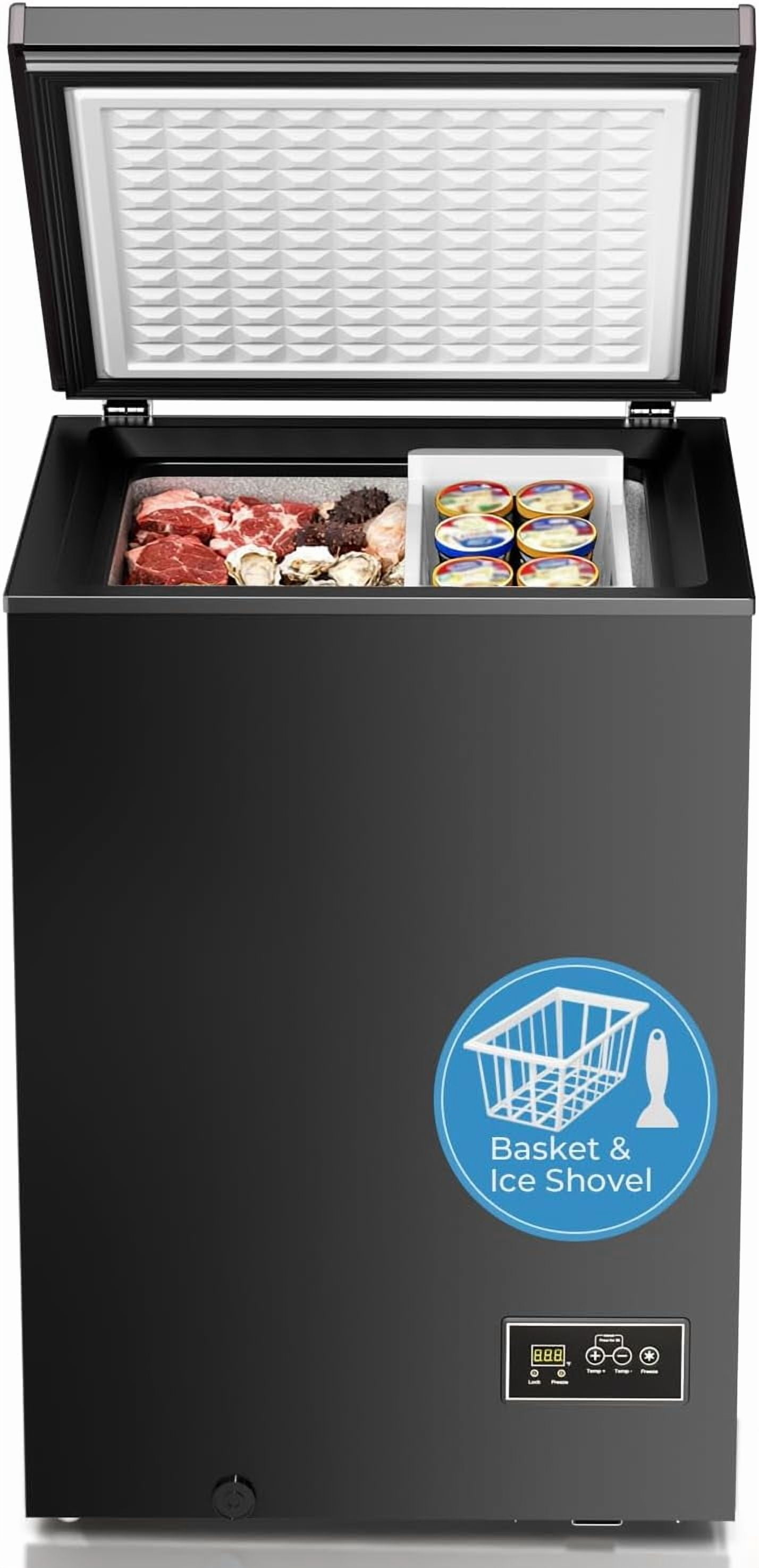 WAA 3.2 Cu.Ft Deep Freezer 14℉ to 40℉ Low Temp,Removable Basket,Freestanding for Home (Black)