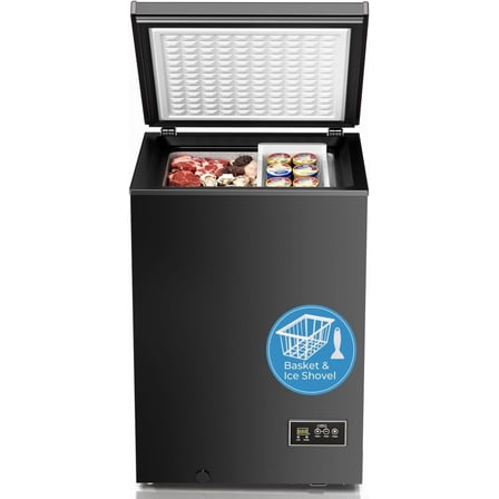 WAA 3.2 Cu.Ft Deep Freezer 14℉ to 40℉ Low Temp,Removable Basket,Freestanding for Home (Black)