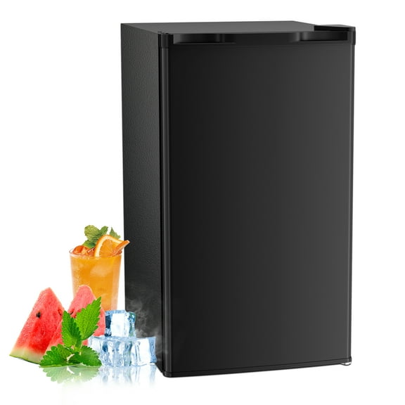 WAA 3.2 Cu.Ft Mini Fridge with Freezer,Single Reversible Door Compact Refrigerator,Adjustable Thermostat,2 Removable Shelves,Small Dorm Fridge for Bedroom,Office,Kitchen,Dorm,Black