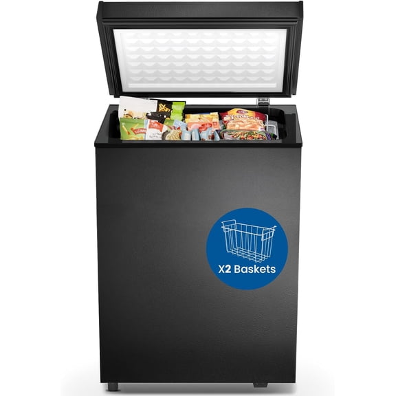 WAA 2.8 Cu.Ft Chest Freezer - 2 Removable Baskets, Adjustable Temp for Home Kitchen Dorm