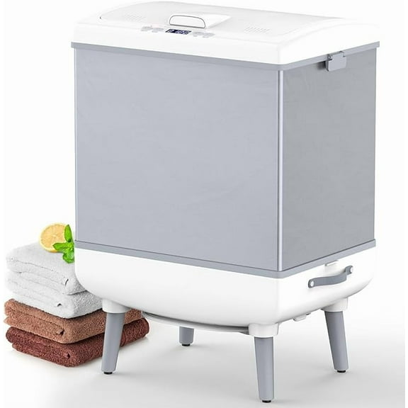 WAA 35L Foldable Towel Warmer Bucket Fast Heating,Auto Shut Off,Fits 3 Oversized Towels 45"X70"or 2 Robes,Space-Saving One-Piece Design