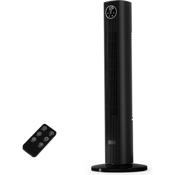 WAA 36" Portable Bladeless Tower Fan Electric Floor Fan,85° Oscillating Quiet Cooling,12H Timer,Remote Control,3 Wind Speeds 4 Modes for Bedroom/Office Black