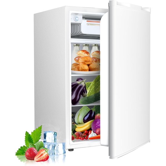 View of WAA 4.5 Cu.Ft Mini Fridge with Freezer Reversible Single Door ...