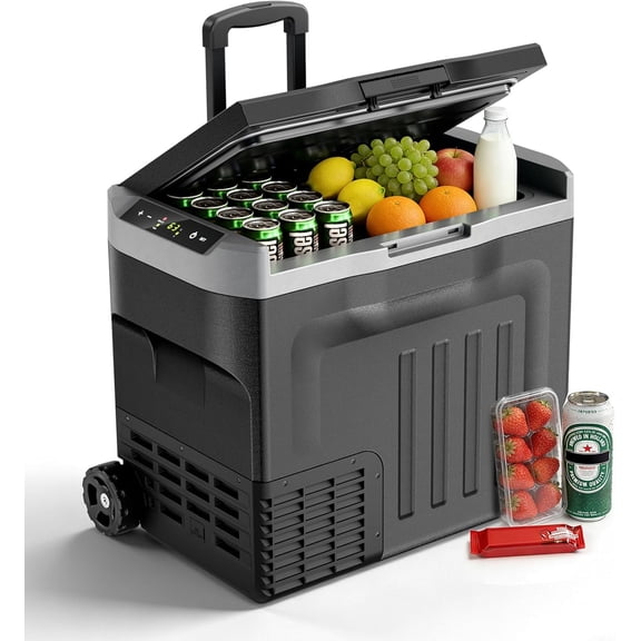 WAA -4°F to 68°F 42 Quart Portable Freezer 12V/24V DC Dual-Voltage Car Cooler for Truck Camping Road Trips Home