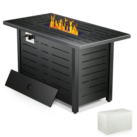 WAA 43 Inch Propane Fire Pit CSA-Listed Outdoor Fire Table,50,000 BTU Firepit Table with Lid and Lava Rock,Gas Fire Table for Outside Patio Garden Backyard Deck Balcony