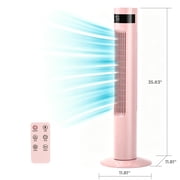 WAA 43 Pink Tower Fan Standing Oscillation Fan with Remote,3 Wind Modes,Time Settings,LED Display for Office