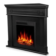 WAA 44 Corner Electric Fireplace with Mantel Package Freestanding Fireplace Heater Corner Firebox with Log & Remote Control,750-1500W,Black