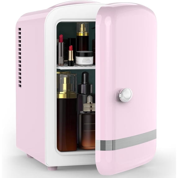 WAA 4L/6 Cans Mini Fridge Cooler Warmer for Skincare Bedroom Office Car