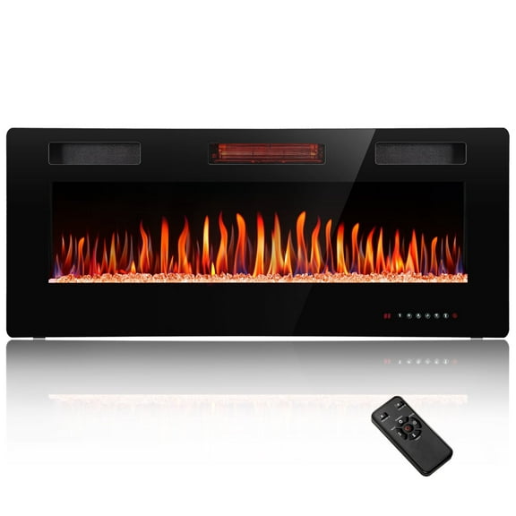 WAA 50" Wall Mounted and In-Wall Recessed 1500W Electric Fireplace Heater and Linear Fireplace