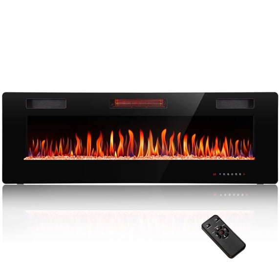 WAA 68-Inch Electric Recessed and Linear Fireplace, Wall Mounted, 750W/1500W
