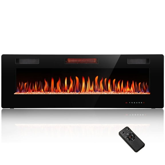 WAA 68-Inch Electric Recessed and Linear Fireplace, Wall Mounted, 750W/1500W