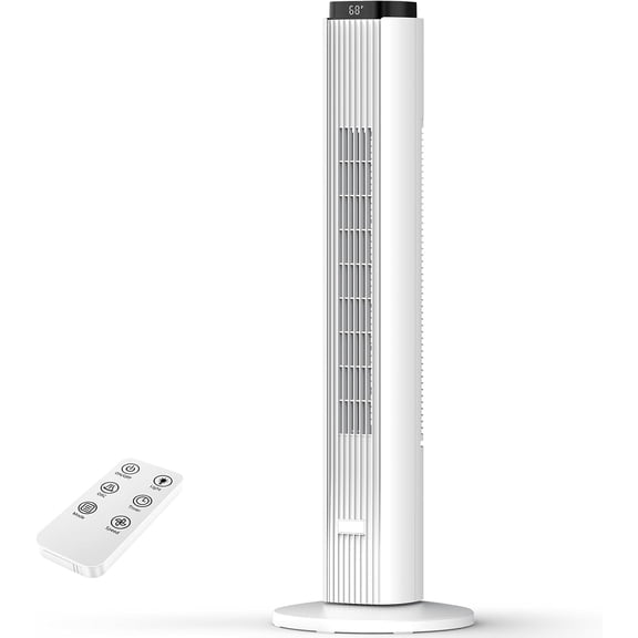 WAA 7m/s Airflow 37 Inch Tower Fan,39dB Low Noise 6 Speed Oscillating Standing Fan with LED Panel,Remote Control & 12 Hour Timer,Washable Structure for Bedroom,Living Room,Office & Dormitory