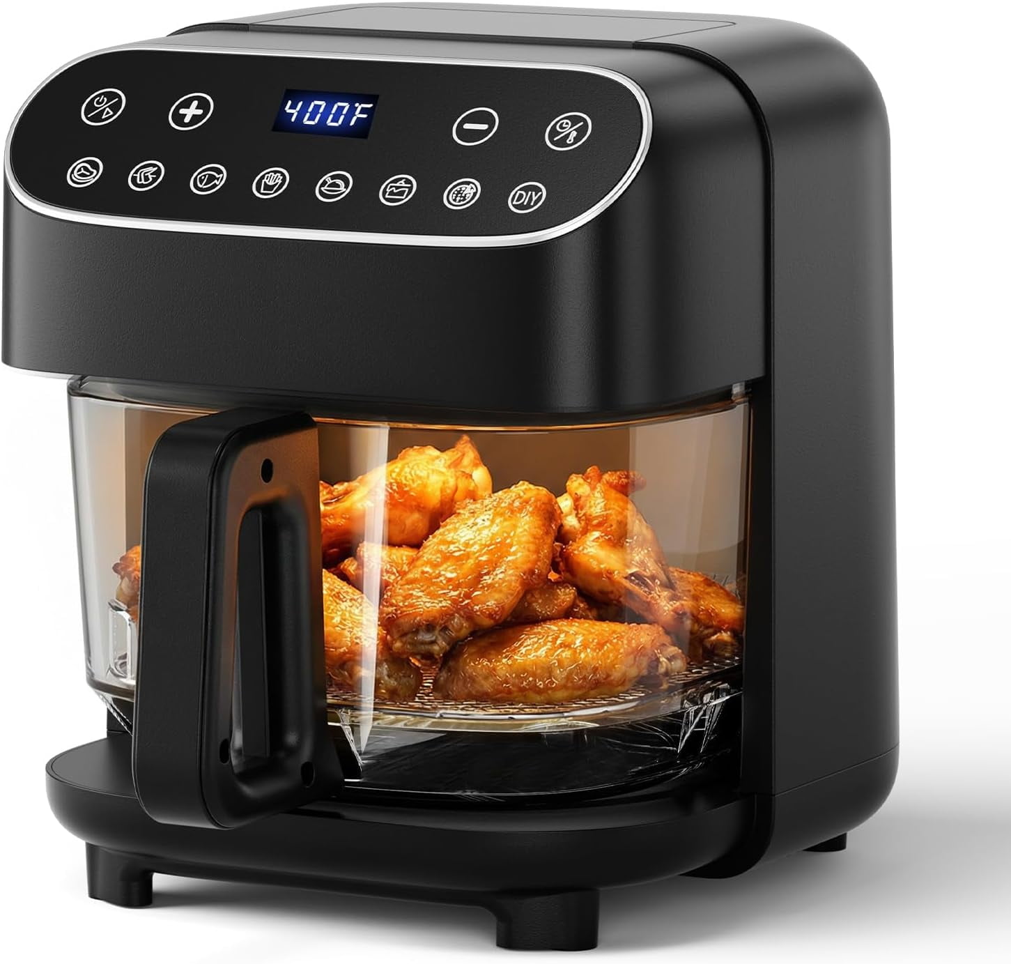 WAA 8-in-1 High Borosilicate Glass Air Fryer 4.5QT,PFSA-Free,Visible Window,Dishwasher-Safe