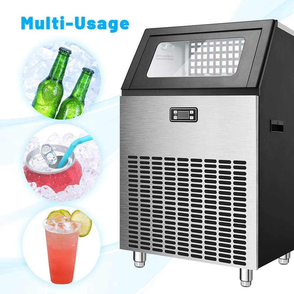WAA Commercial Ice Maker Machine 265Lbs/24H,Stainless Steel Undercounter Ice Maker with 48Lbs Storage Capacity,Self-Cleaning Freestanding Ice Machine for Home, Bar, Restaurant, Office, Outdoor