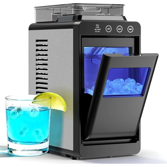 WAA Countertop Ice Maker 26Lbs/24H 8 Cubes/6 Mins,2 Sizes Bullet Ice,Auto-Clean (1.2L Tank & LED Light)