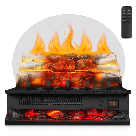 WAA Electric Fireplace Log Heater 750W/1500W,20" Electric Fireplace Insert Log Set,Adjustable 5 Flame Brightness&Speed,4 Sound of Flame,Remote Control&8H Timer for Home Room