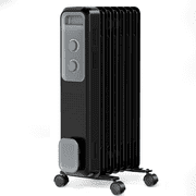 WAA Portable Electric Oil Filled Heater 1500W,3 Heat Modes,Adjustable Thermostat Safety Protection for Indoor Use Black