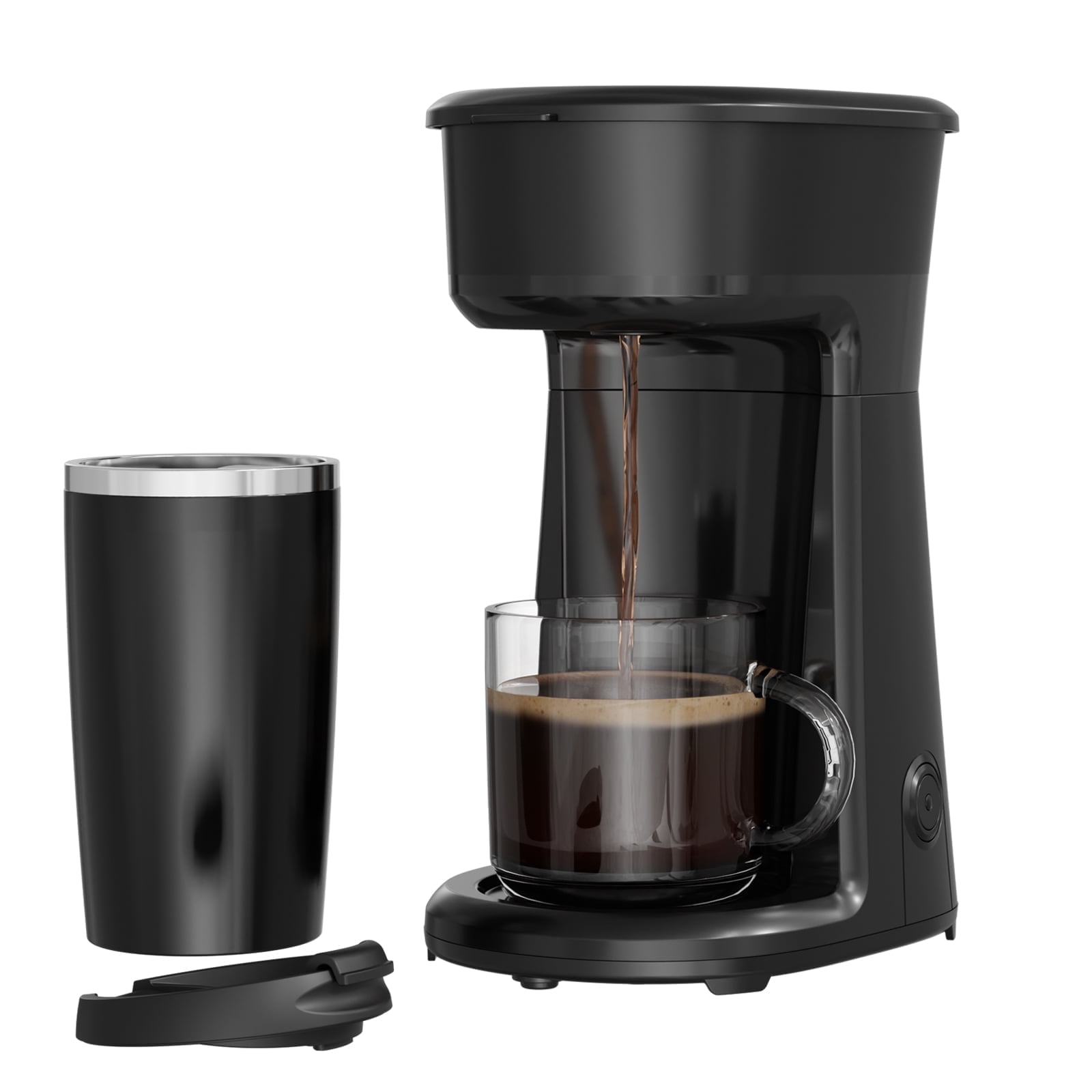 WAA Single Serve Drip Coffee Maker with Travel Mug,One-Touch Operation,Fast Brew,Compact Personal Coffee Machine with Removable Filter,Ideal for Home,Office,or On the Go