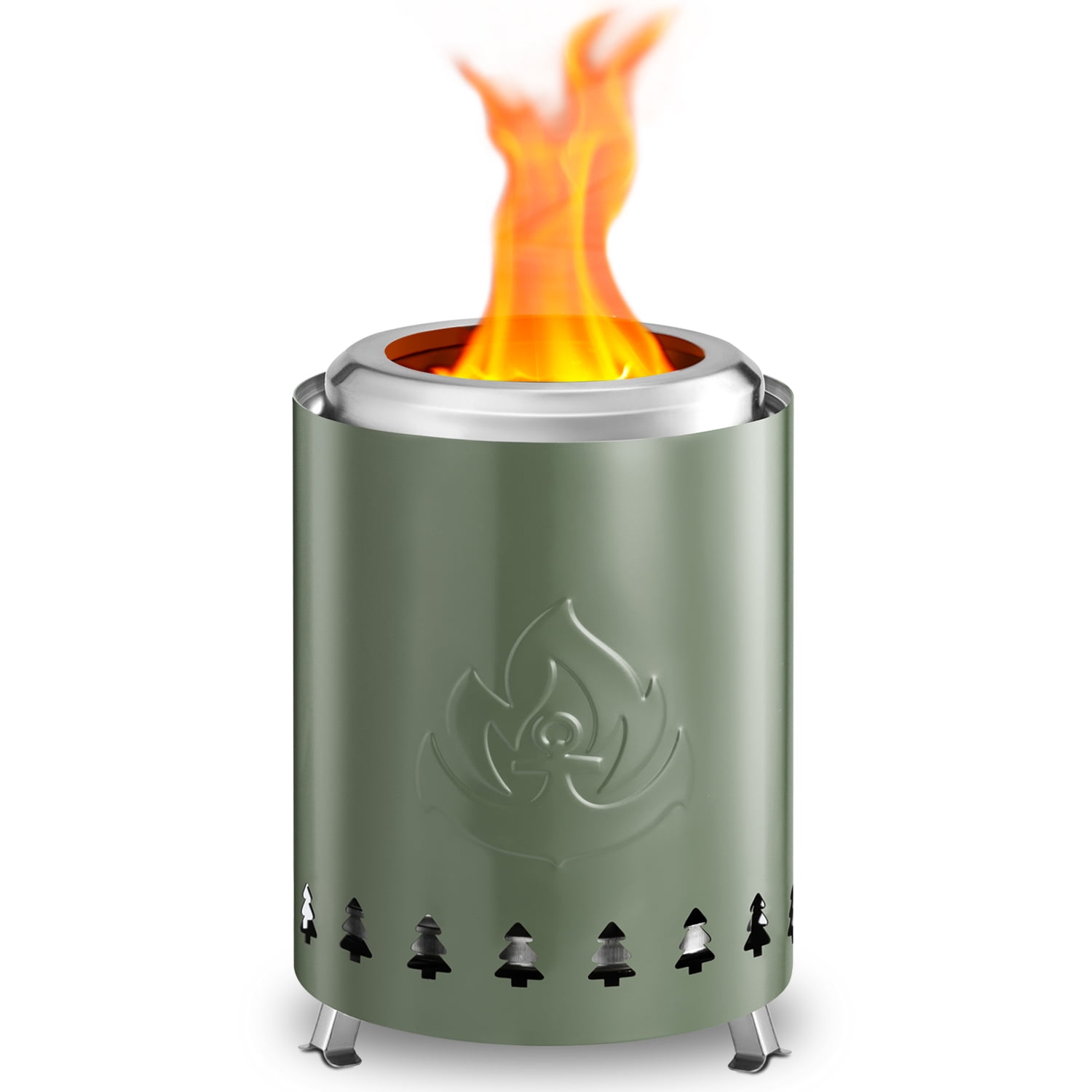 WAA Tabletop Fire Pit Smokeless Outdoor Mini Fire Compact & Portable Dual Fuel with Portable Bag,304 Stainless Steel,Green