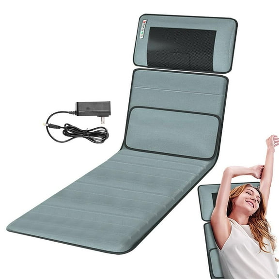 WAASOSCON 110-240V Gray Velvet Body Massage Mat, 150x50x10cm, 2kg, with Body Heating & Vibrating Function, a Great Bed Massager for Adults, Middle-Aged and Elderly