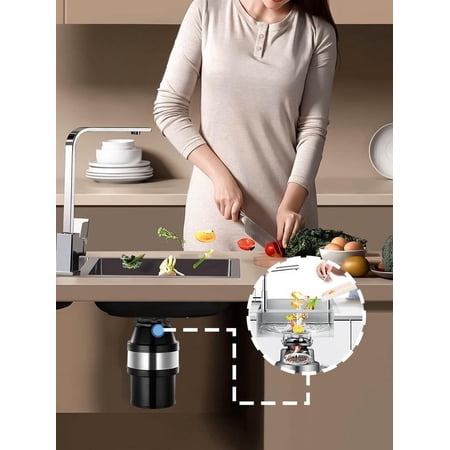 WAASOSCON 110V 560W High Speed Kitchen Garbage Disposer, Sink Food Disposal with Safety Setting, Ideal for Home Kitchens