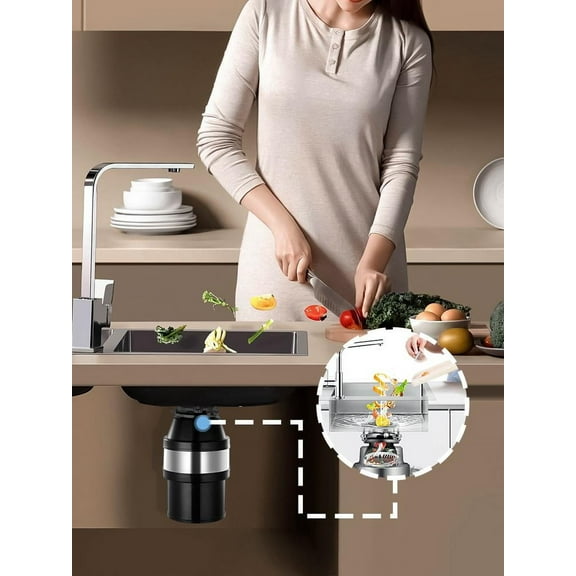 WAASOSCON 110V 560W High Speed Kitchen Garbage Disposer, Sink Food Disposal with Safety Setting, Ideal for Home Kitchens