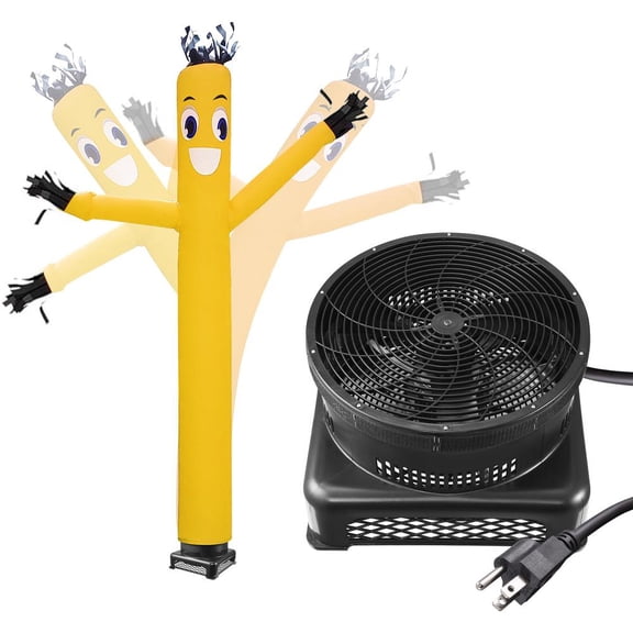 WAASOSCON 20ft Inflatable Tube Man with 46cm Blower, Yellow Wacky Waving Air Dancer for Outdoor Advertising, Barber Shops, and Business Promotion, 110V 750W