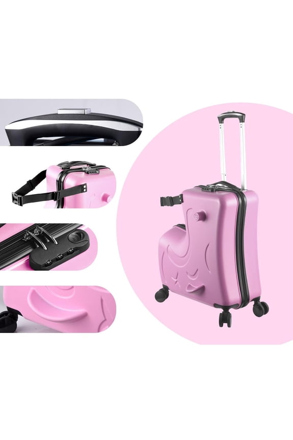 3-6 Years Old Ride-On Suitcase with 360° Swivel Wheels and Rear Brake, 20 Inch Airplane-Approved Luggage with 3-Digit Lock, Anti-Scratch Frosted Design