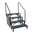 thumbnail image 1 of WAASOSCON 4 Steps Black RV Steps with 2 Handrails, Carbon Steel, 440lb High Load-Bearing Capacity, 1 of 9