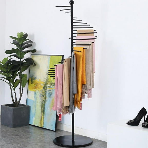 WAASOSCON Black Stainless Steel Display Stand 17x67in, Ideal for Scarves, Ties, Jeans, and Towels in Clothing Stores or at Home