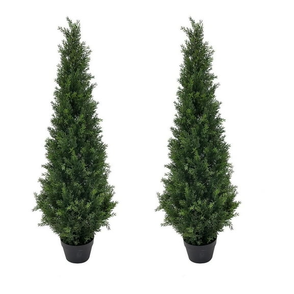 WAASOSCON Christmas Tree, Christmas Decorations,2PCS 4FT Artificial PE Christmas Tree W/Stand Holiday Season Indoor Outdoor Green, Fake Tree