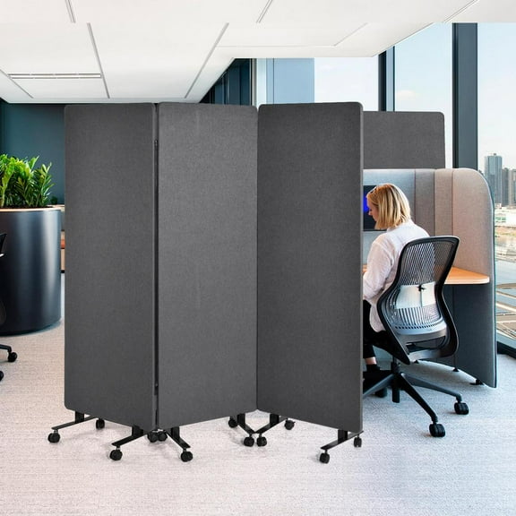 WAASOSCON Collapsibly Acoustic Partition & Mobile Sound Barrier, 6ft Double-Layer Noise Reduction Screen with Locking Casters