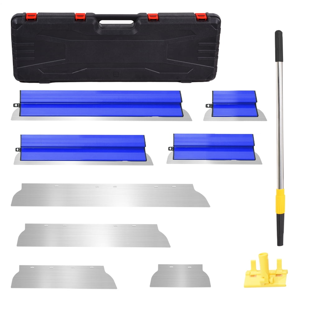 BHTOP Drywall Tools Skimming Blade With Extension Handle - 12", 20" & 32" Blades With 2 Pack 0.3 Mm Blades, Construction Tools End Caps, Wall-Board With Outer Box In Black